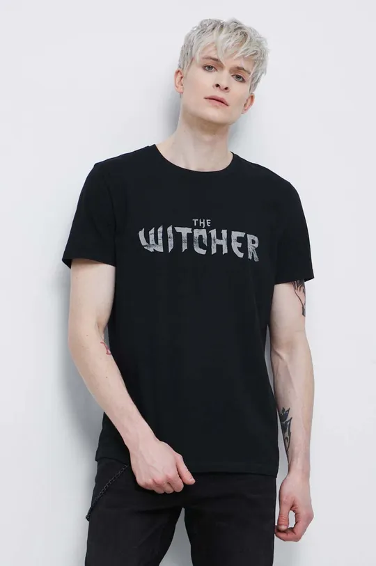 czarny T-shirt bawełniany męski z kolekcji The Witcher x Medicine kolor czarny