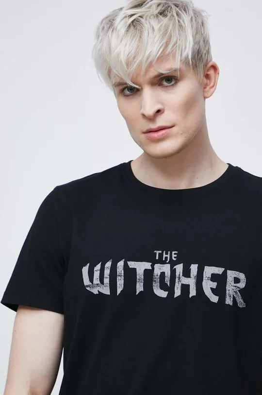 Bavlnené tričko pánske z kolekcie The Witcher x Medicine čierna farba Pánsky
