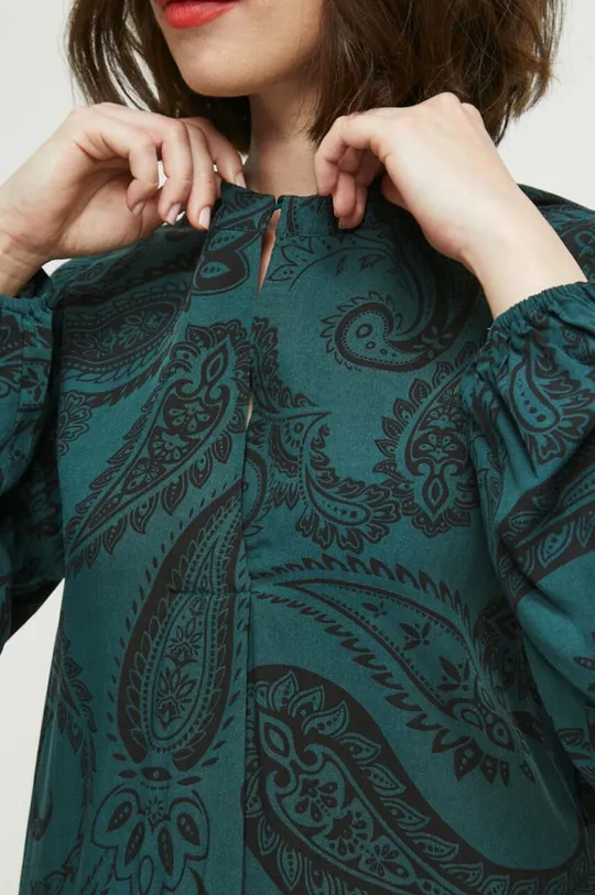 Bluzka damska wzorzysta kolor turkusowy Damski