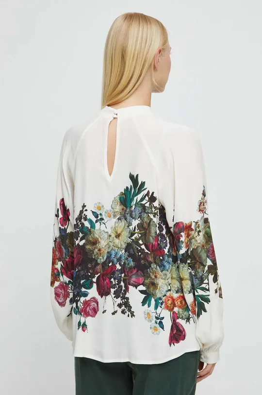 Bluzka damska w kwiaty kolor beżowy 100 % Wiskoza