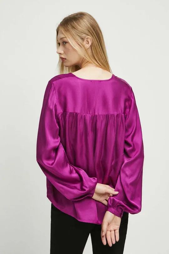 Bluzka damska gładka kolor różowy 100 % Wiskoza