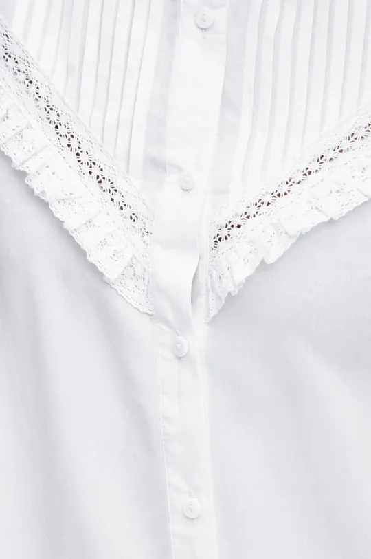 Bluzka damska z koronkowymi wstawkami kolor biały Damski