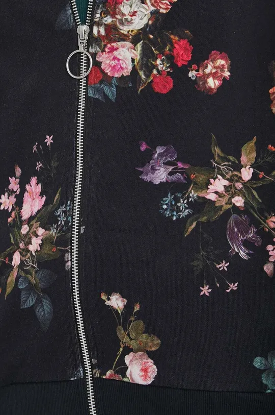 Bluza bawełniana damska w kwiaty kolor czarny Damski