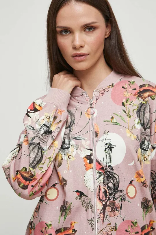 Bluza bawełniana damska z kolekcji Graficzny Atlas Zwierząt kolor różowy 100 % Bawełna