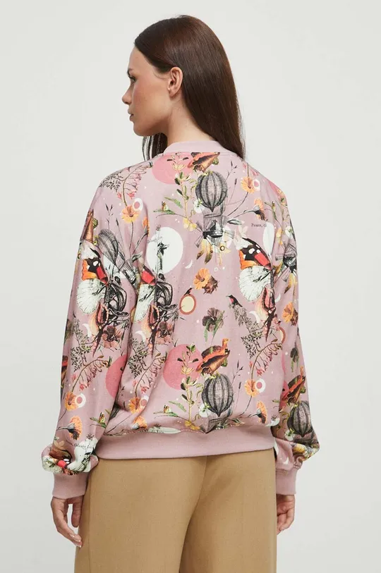 różowy Bluza bawełniana damska z kolekcji Graficzny Atlas Zwierząt kolor różowy