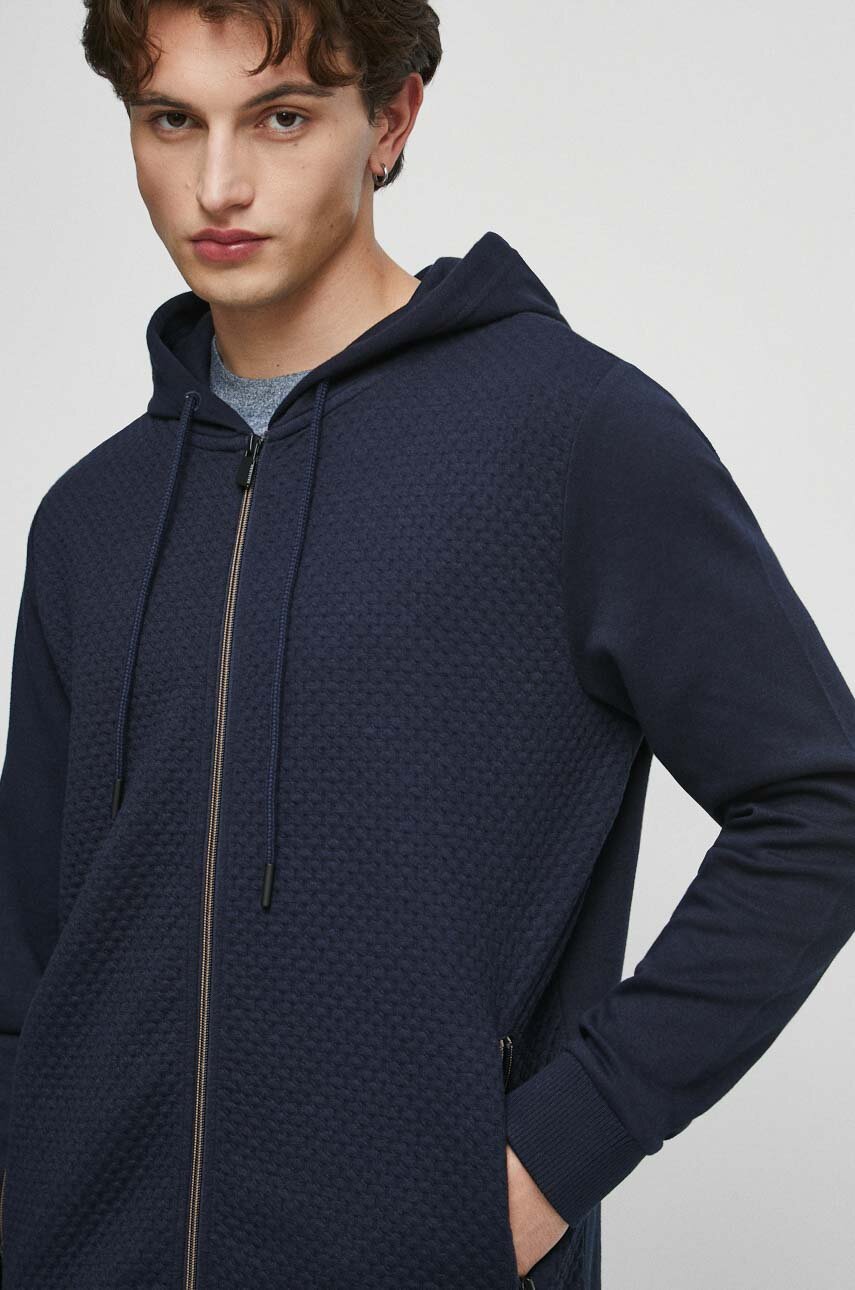 Medicine bluza męska kolor granatowy z kapturem gładka