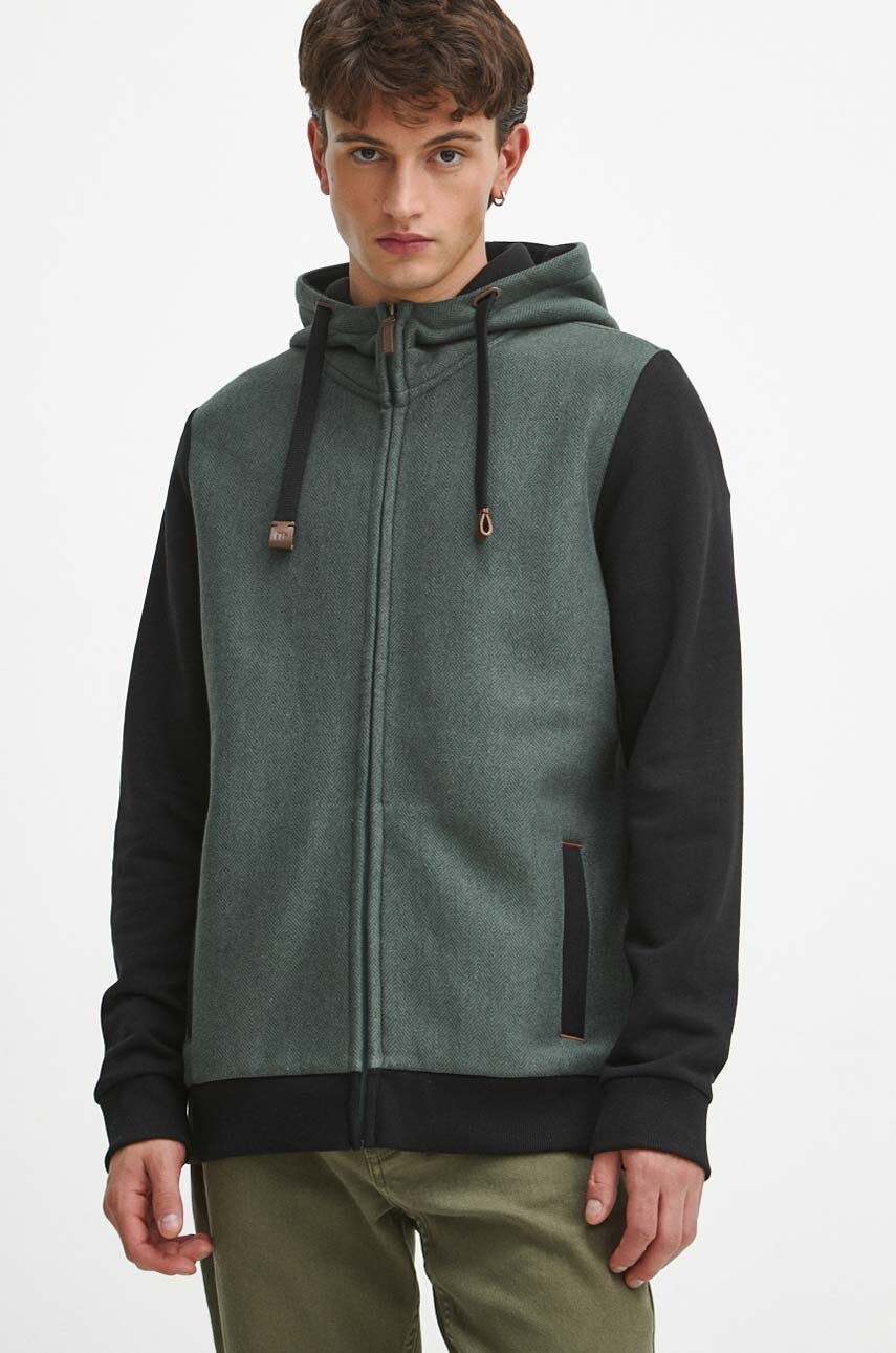 Medicine bluza męska kolor turkusowy z kapturem