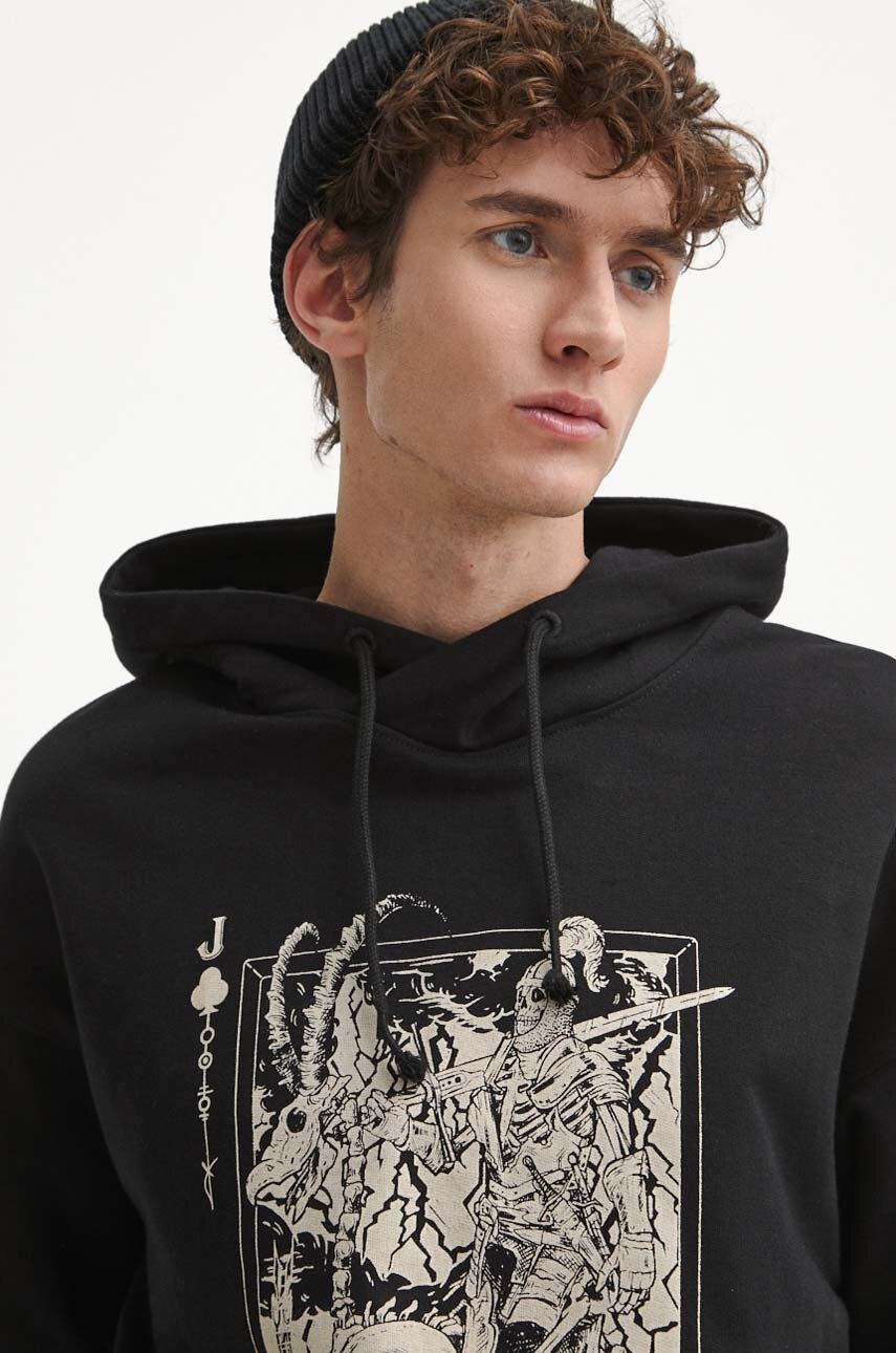 Medicine bluza męska kolor czarny z kapturem z nadrukiem