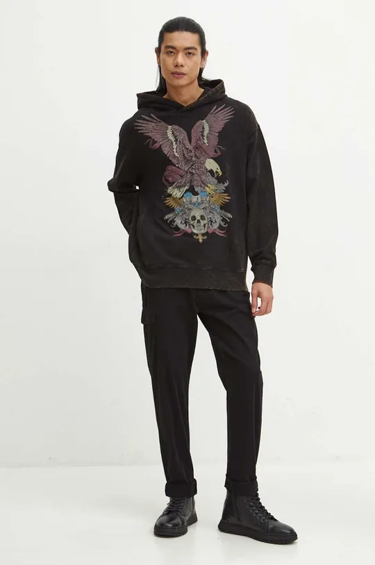 Bluza bawełniana męska z kapturem kolor czarny czarny