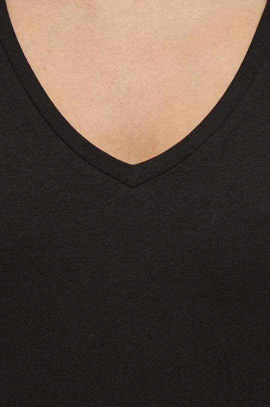 čierna Bavlnené tričko s dlhým rukávom dámsky čierna farba