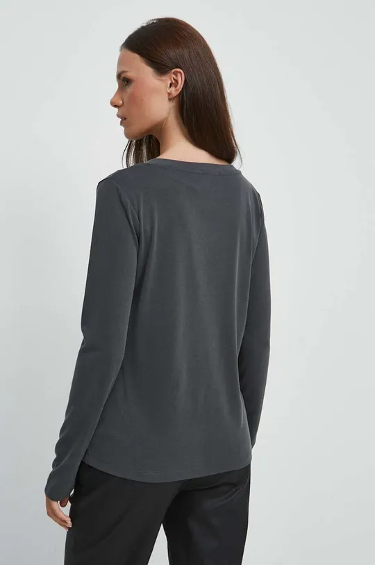 Tričko s dlhým rukávom dámsky šedá farba 70 % Modal, 30 % Polyester