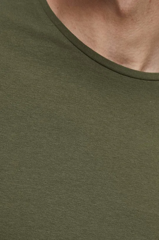 Longsleeve bawełniany męski gładki z domieszką elastanu kolor zielony Męski