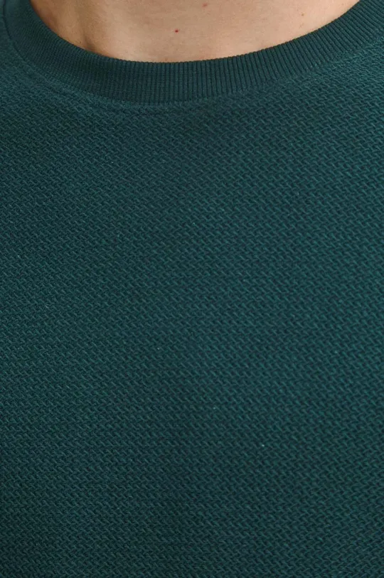 Bavlněné tričko s dlouhým rukavem pánské s texturou zelená barva Pánský