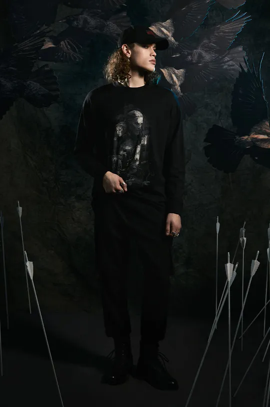 černá Tričko s dlouhým rukávem z kolekce The Witcher x Medicine černá barva Pánský