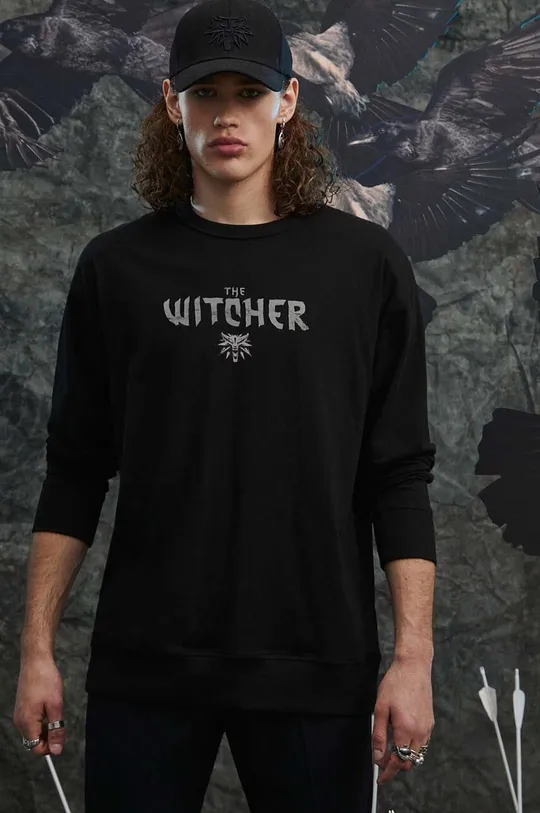 Tričko s dlhým rukávom pánsky The Witcher x Medicine čierna farba čierna