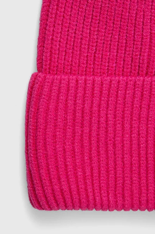 Czapka damska beanie prążkowana z wiskozą kolor różowy 52 % Wiskoza, 28 % Poliester, 20 % Poliamid