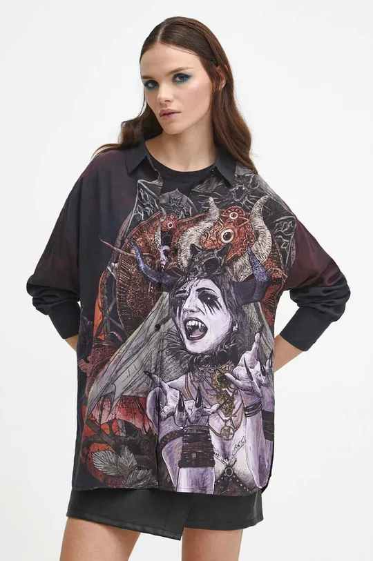 Koszula damska z kolekcji Bestiariusz kolor czarny czarny