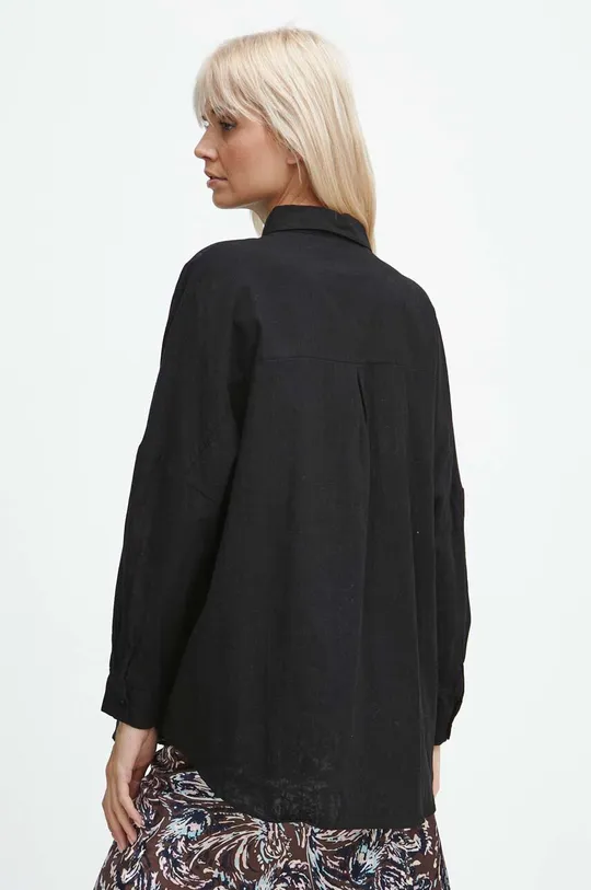 Koszula bawełniana damska z ozdobnym haftem kolor czarny 100 % Bawełna