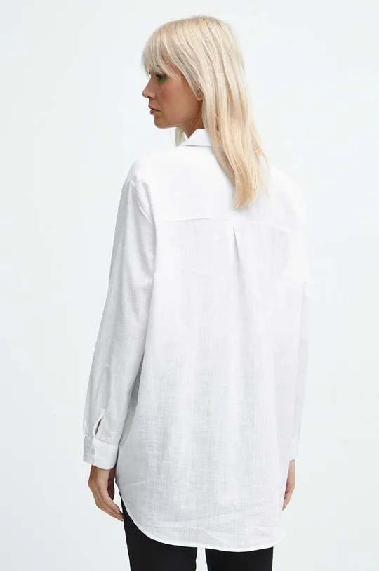 Koszula bawełniana damska z ozdobnym haftem kolor biały 100 % Bawełna