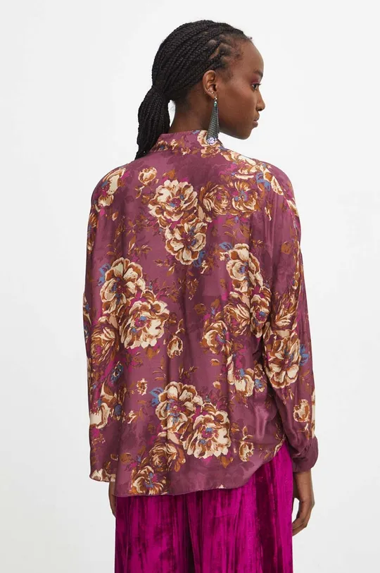 Koszula z domieszką jedwabiu damska wzorzysta kolor fioletowy 70 % Wiskoza, 30 % Jedwab