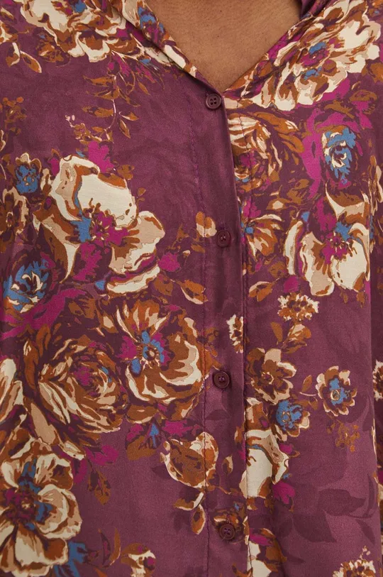 Koszula z domieszką jedwabiu damska wzorzysta kolor fioletowy Damski