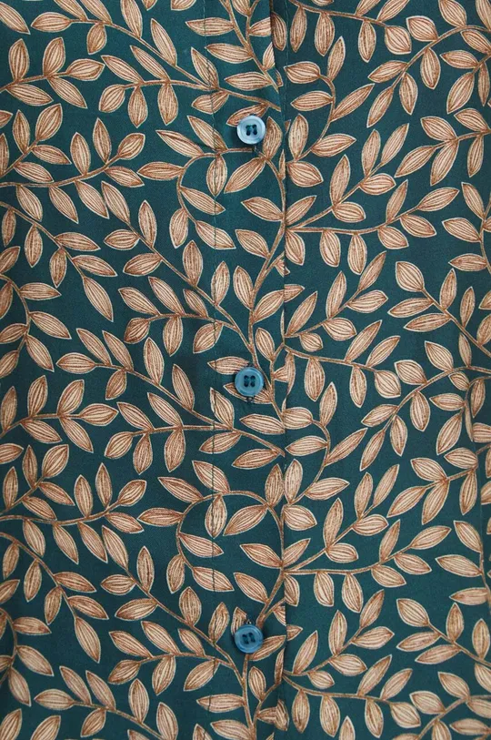 Koszula z domieszką jedwabiu damska wzorzysta kolor turkusowy