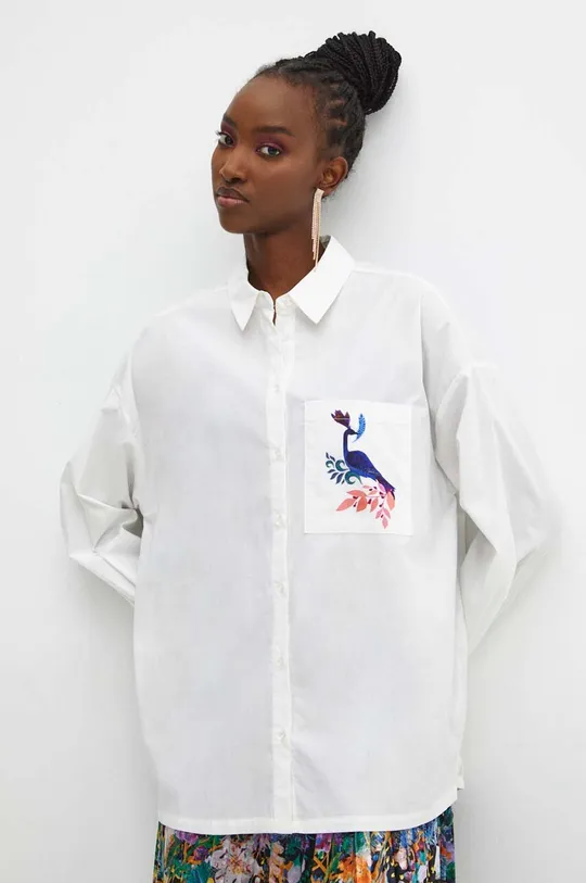 biały Koszula damska z kolekcji Medicine x Veronika Blyzniuchenko kolor biały