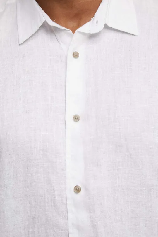 Ľanová košeľa pánska biela farba biela