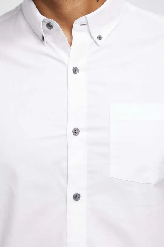 Koszula bawełniana męska z kołnierzykiem button-down kolor biały biały