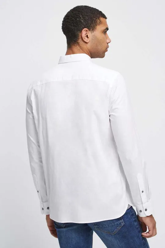 biały Koszula bawełniana męska z kołnierzykiem button-down kolor biały