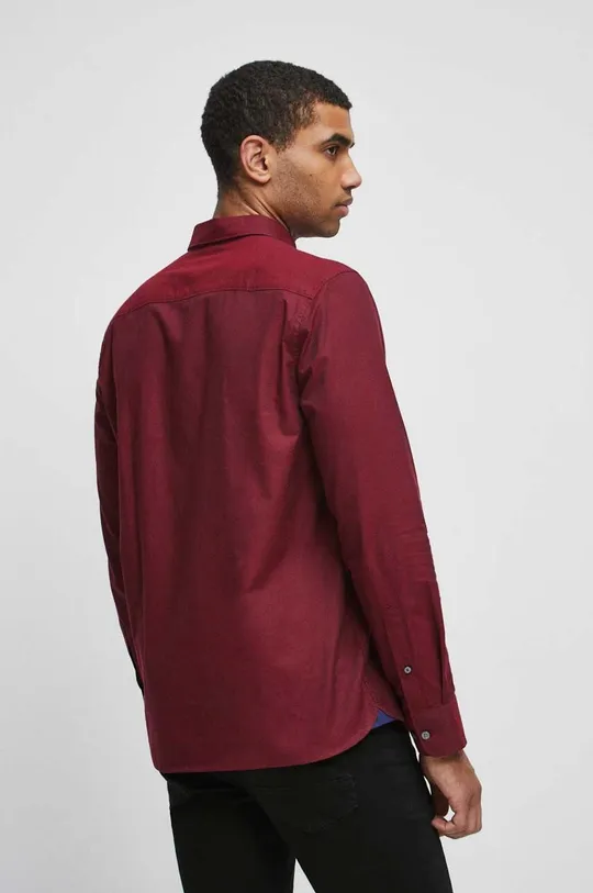 bordowy Koszula bawełniana męska z kołnierzykiem button-down kolor bordowy
