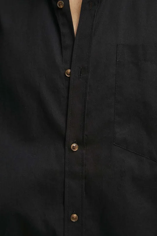 Koszula bawełniana męska z kołnierzykiem button-down kolor czarny czarny