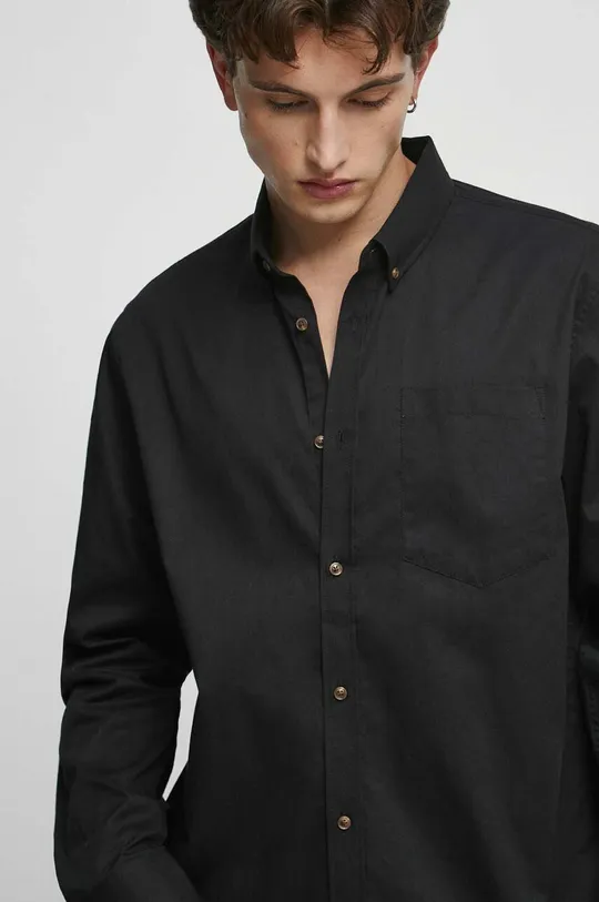 Koszula bawełniana męska z kołnierzykiem button-down kolor czarny Męski