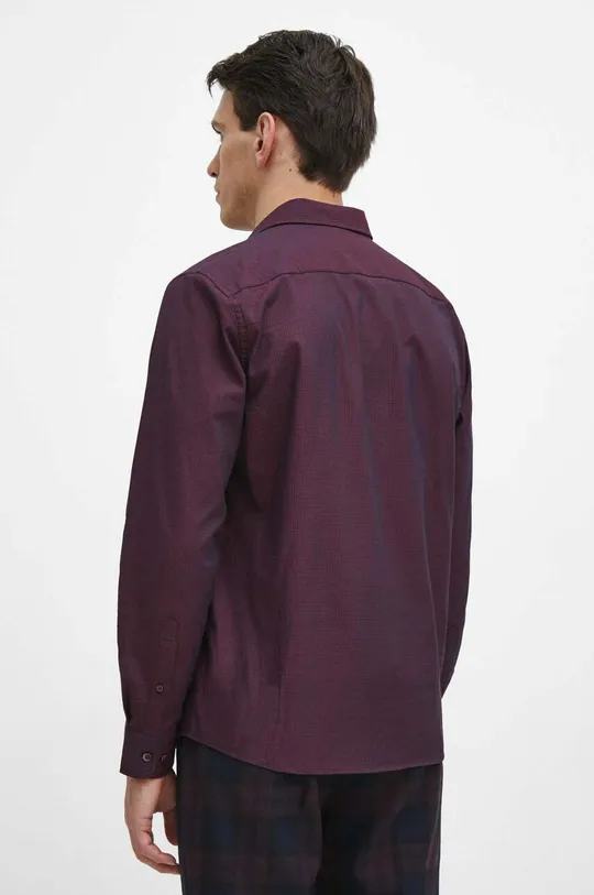 bordowy Koszula bawełniana męska z kołnierzykiem klasycznym kolor bordowy