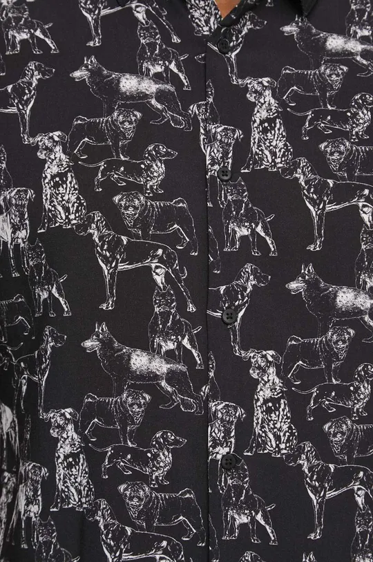Koszula męska wzorzysta z kolekcji na Dzień Psa kolor czarny czarny