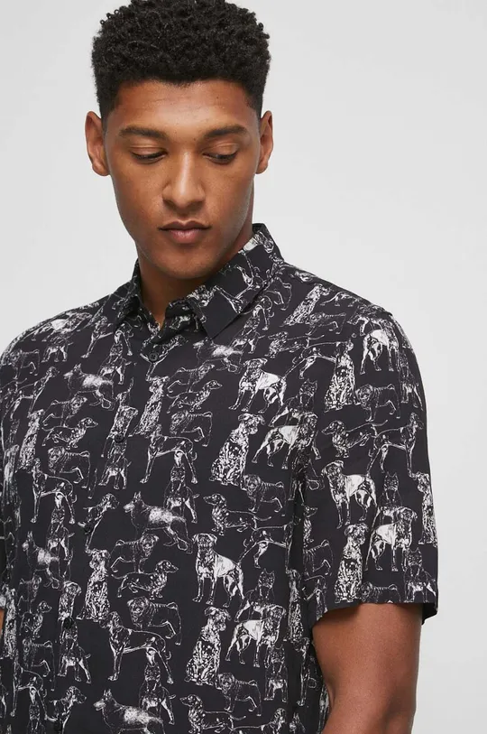 Koszula męska wzorzysta z kolekcji na Dzień Psa kolor czarny Męski