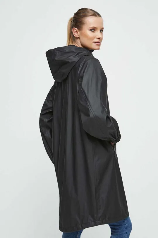 Nepremokavý kabát dámsky čierna farba  60 % Polyester, 40 % Polyuretán