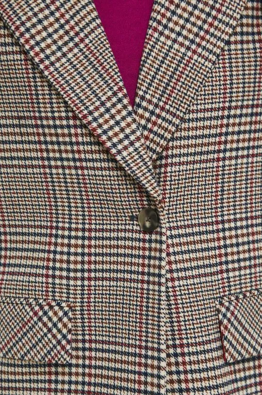 Płaszcz z domieszką wełny damski wzorzysty kolor multicolor Damski