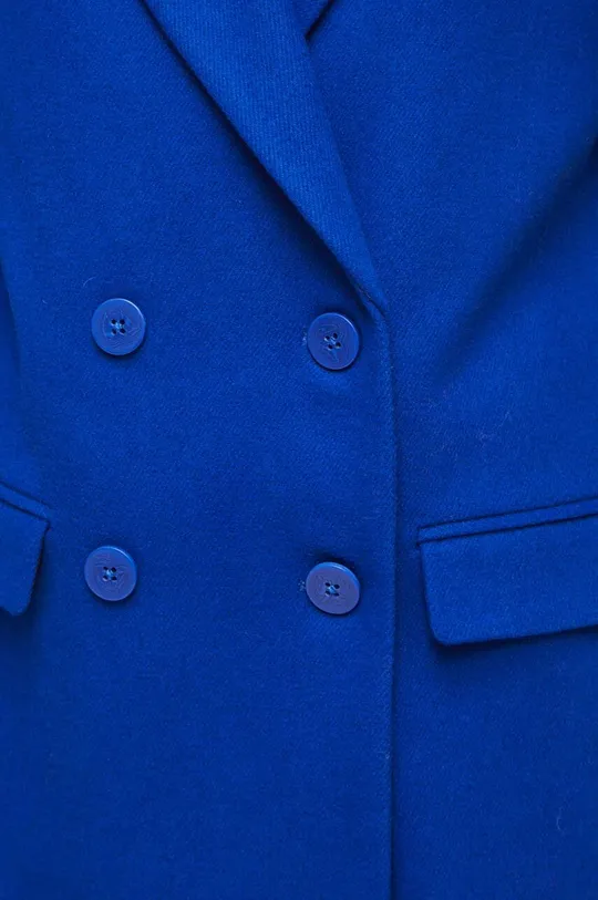 Płaszcz z domieszką wełny damski gładki kolor niebieski Damski