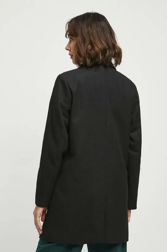 Płaszcz z domieszką wełny damski gładki kolor czarny Materiał zasadniczy: 90 % Poliester, 10 % Wełna, Podszewka: 100 % Poliester