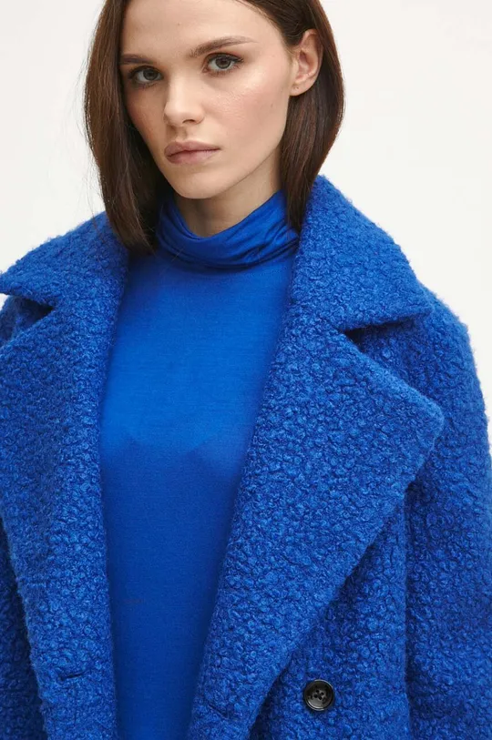 Płaszcz damski z fakturą kolor niebieski