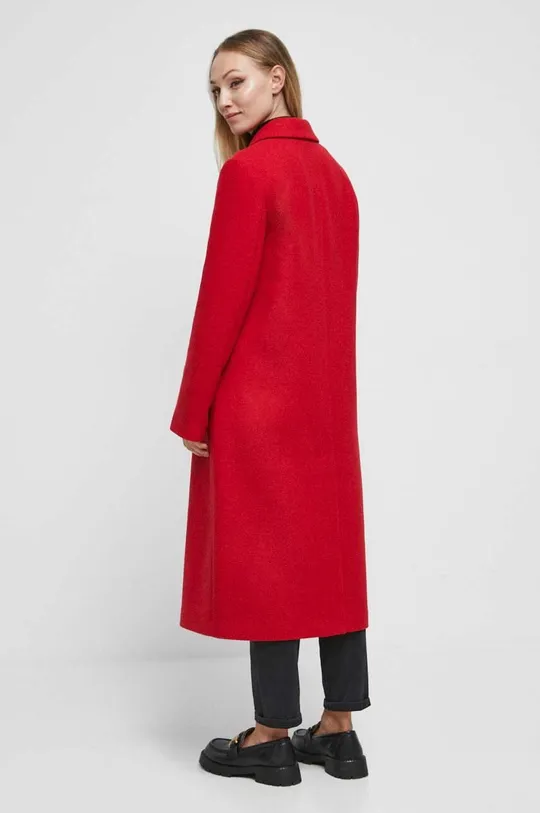 Płaszcz z domieszką wełny damski kolor czerwony Materiał zasadniczy: 90 % Poliester, 10 % Wełna, Podszewka: 100 % Poliester