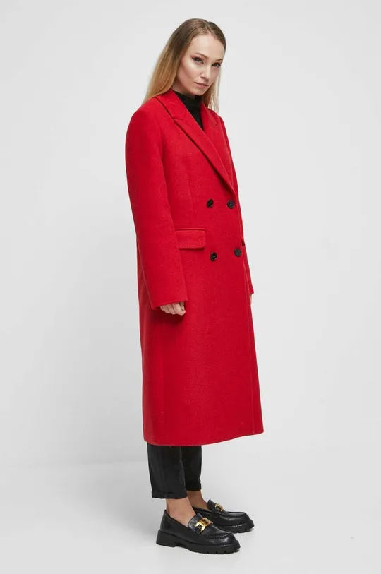 červená Kabát s prímesou vlny dámsky červená farba