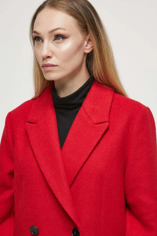 Płaszcz z domieszką wełny damski kolor czerwony Damski