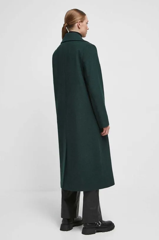 Vlnený kabát dámsky zelená farba Základná látka: 50 % Polyester, 50 % Vlna Podšívka: 100 % Polyester