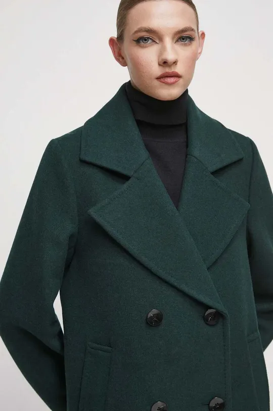 zelená Vlněný kabát dámský zelená barva