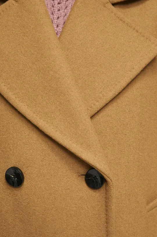 Vlnený kabát dámsky béžová farba