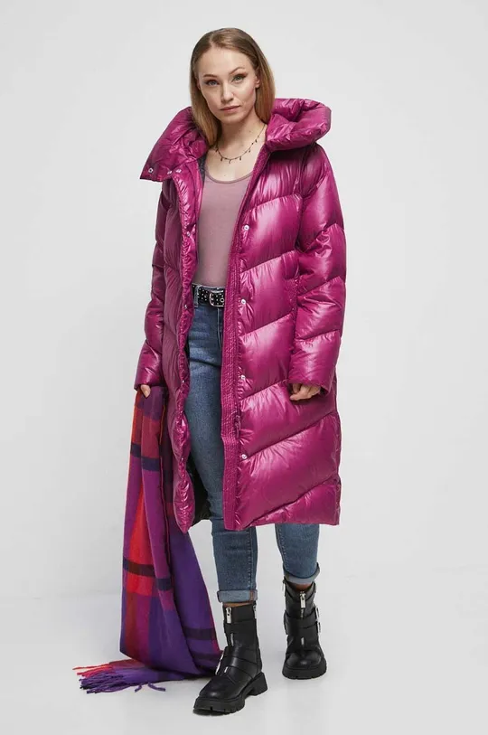 ružová Páperový kabát dámsky ružová farba Dámsky
