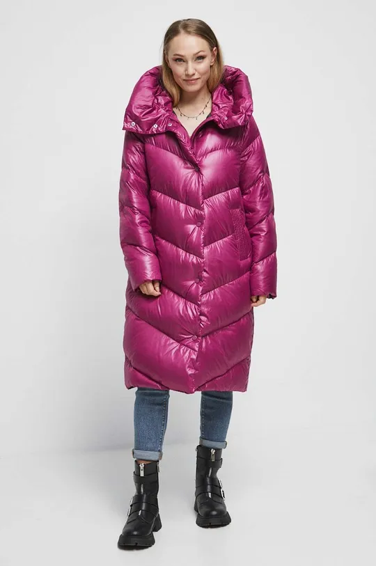 ružová Páperový kabát dámsky ružová farba