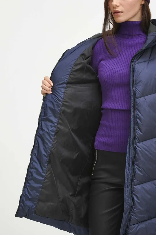 Kabát dámsky z prešívanej látky tmavomodrá farba